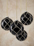 4in Round Glitter Swirl Shiny Black Glass Ornament Ball Decor Jamali Garden