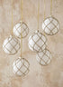 3in Round Glitter Swirl White Glass Ornament Ball, Set of 6 Decor Jamali Garden