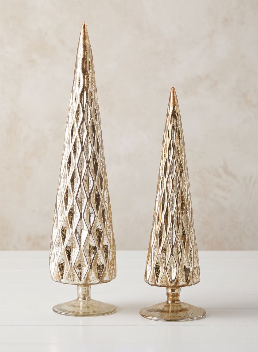 Gold Diamond Glass Christmas Tree Decor Jamali Garden