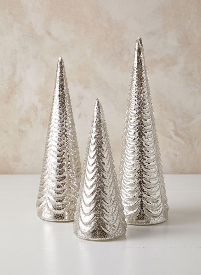 Silver Mercury Glass Table Christmas Trees Decor Jamali Garden