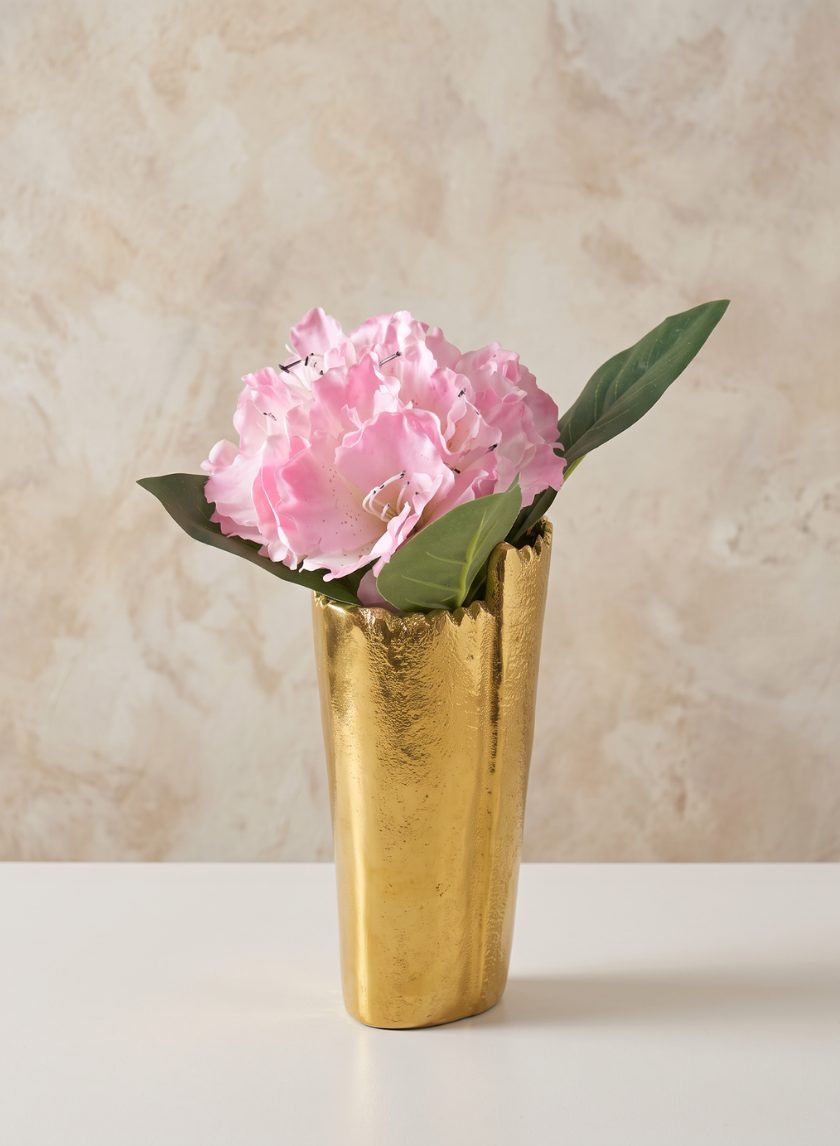 7in Tall Iris Aluminum Gold Vase Decor Jamali Garden