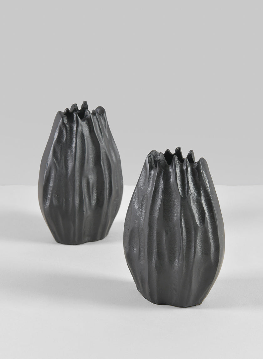 Aluminum Cosmos Black Bark Look Vase Decor Jamali Garden