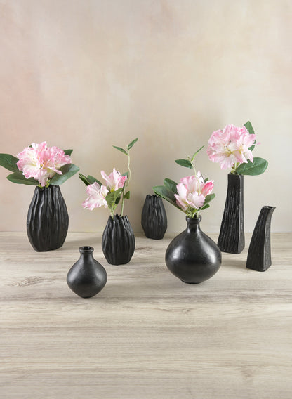 Aluminum Cosmos Black Bark Look Vase