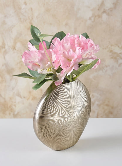 6.5in Wide Aluminum Soleil Silver Tone Vase Decor Jamali Garden