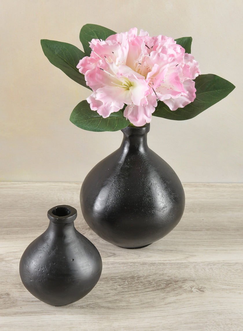 4in Tall Aluminum Eloise Black Rustic Gourd Mini Vase Decor Jamali Garden