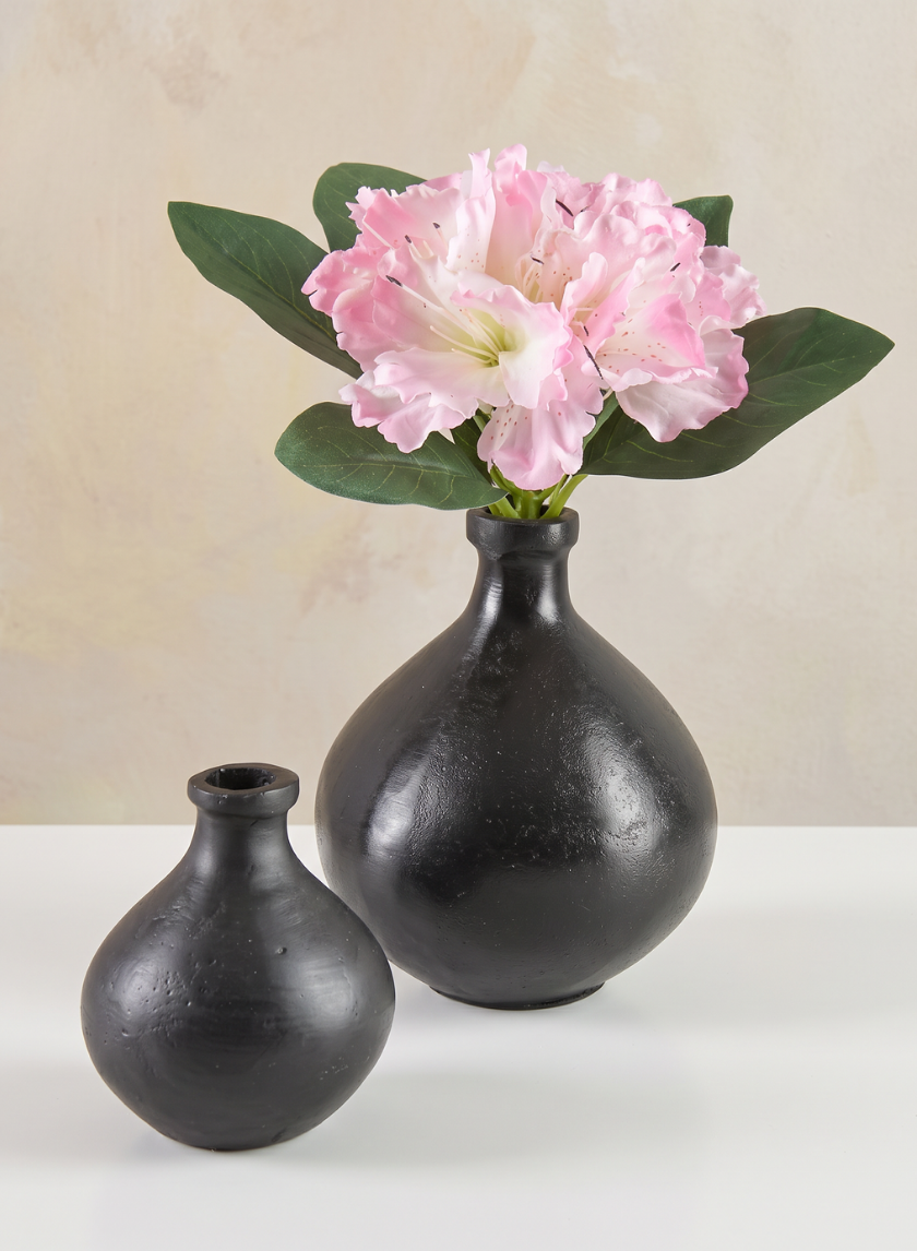 6in Tall Aluminum Eloise Black Rustic Gourd Vase Decor Jamali Garden
