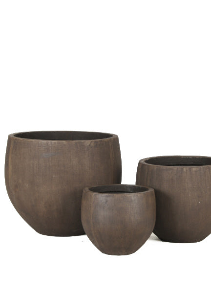 Antique Brown Ficonstone Round Pots Decor Jamali Garden