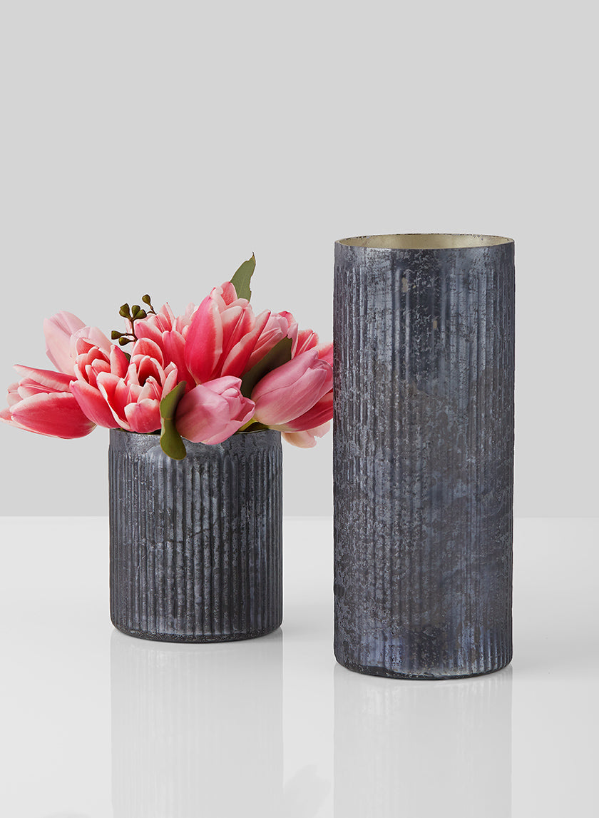 Antique Platinum Ribbed Cylinders Decor Jamali Garden