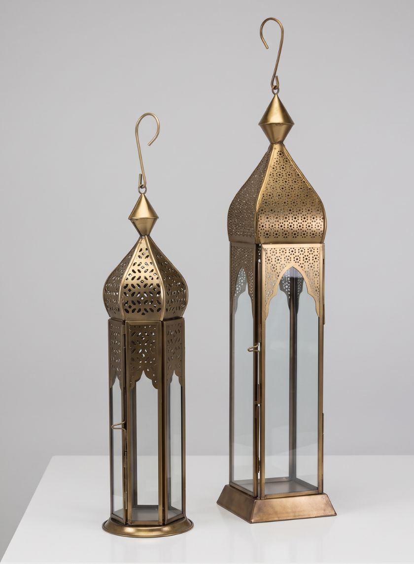 Antique Bronze Mahal &amp; Taj Square Lantern Decor Jamali Garden