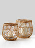 Hanoi Market Wicker & Glass Candleholder Decor Jamali Garden