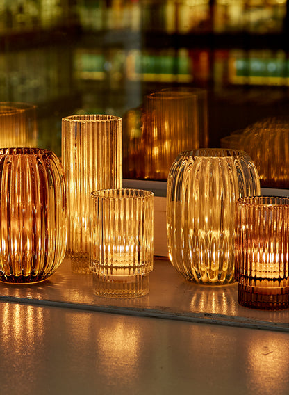 6.25in Tall Pleated Glass Votive Holder, Set of 4