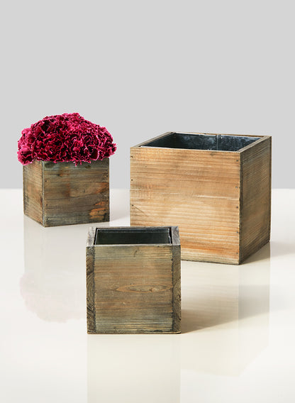 4in &amp; 6in Aged Pine Cubes Decor Jamali Garden