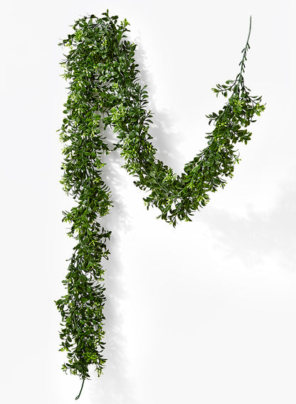5.5ft Long Flowering Faux Boxwood Garland Decor Jamali Garden