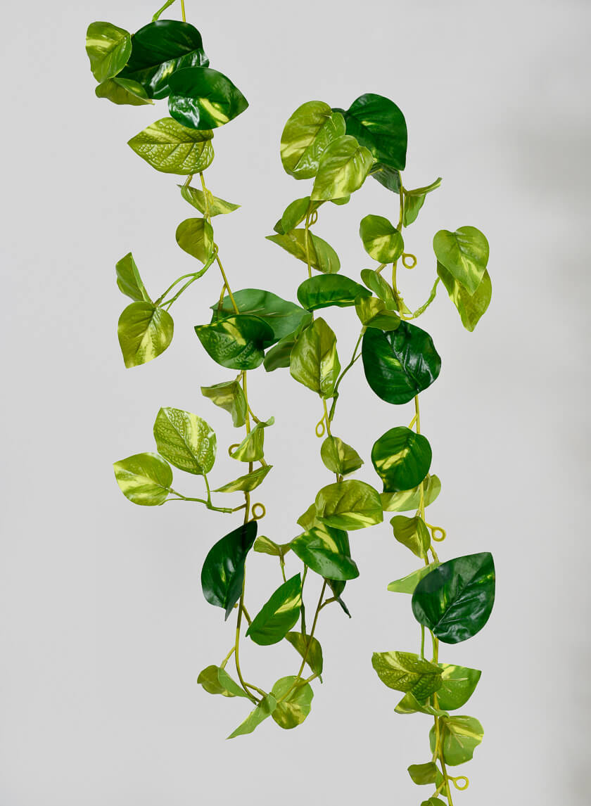 faux pothos hanging plant Fake Pothos Leaf Garland Artificial Greenery Plants – Jamali Garden