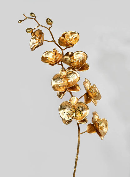 44in Long Metallic Gold Phalaenopsis Orchid Stem, Case of 6 Decor Jamali Garden