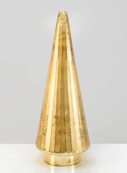 25.5in Tall Gold Faceted Glass Christmas Tree Decor Jamali Garden