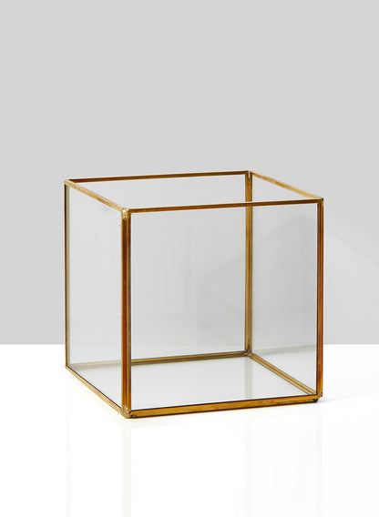 Beveled Glass Gold Square Hurricane