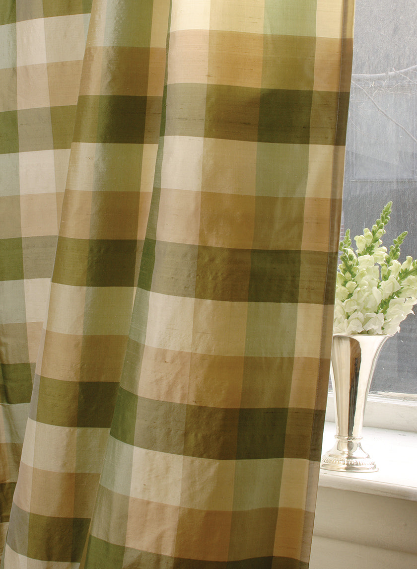 Green Checks Curtain Panel Decor Jamali Garden