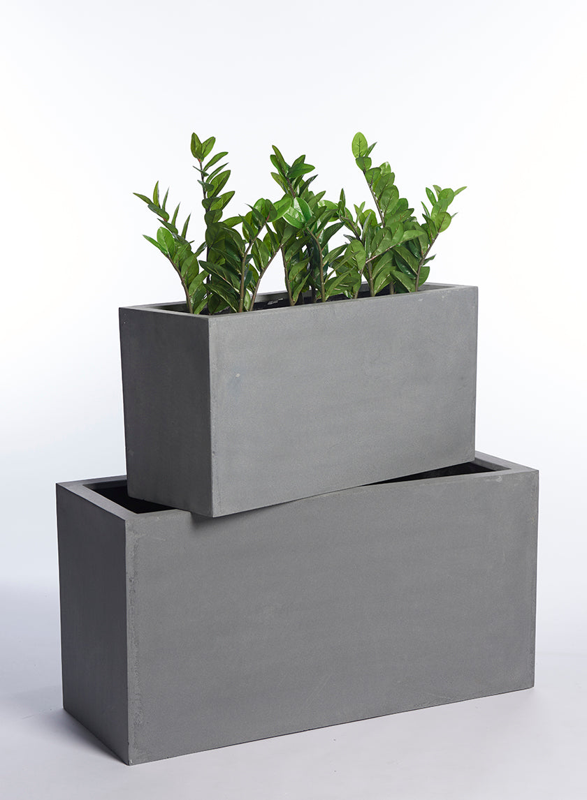 rectangular plant pots Gray Fiberstone Rectangular Planters