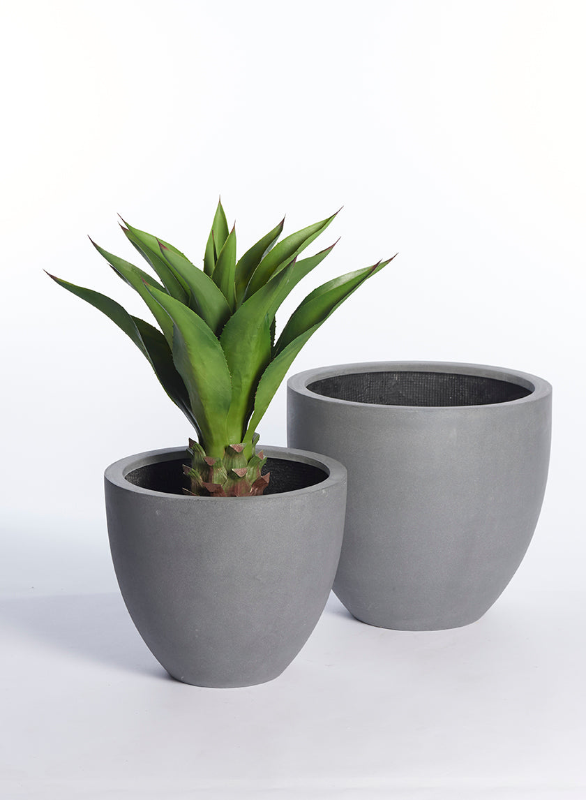grey pots for plants Grey Fiberstone Round Pots
