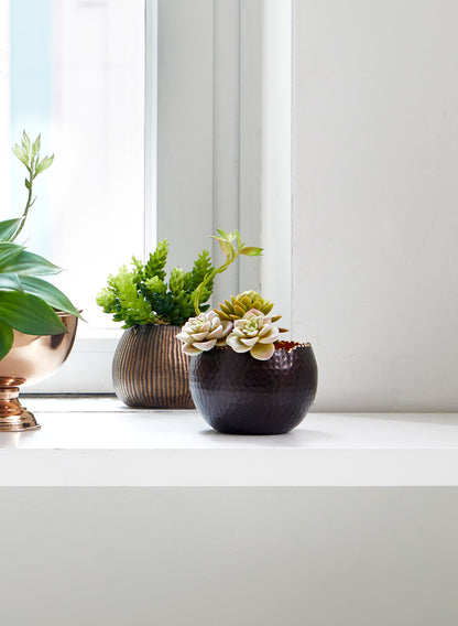 Hammered Brown Iron Egg Bowl Decor Jamali Garden