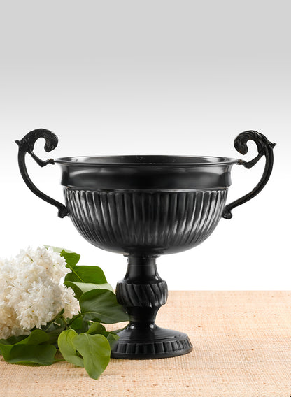 7in Tall Antique Black Lion Handle Iron Urn Decor Jamali Garden