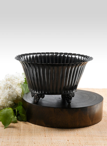 4in Tall Antique Black Oval Urn Decor Jamali Garden