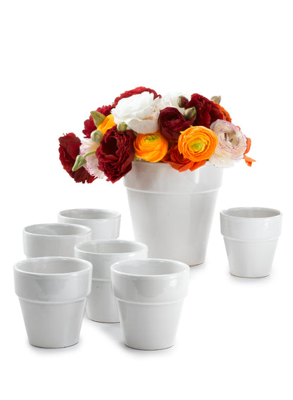 3in Tall Gloss White Standard Pot, Set of 6 Decor Jamali Garden