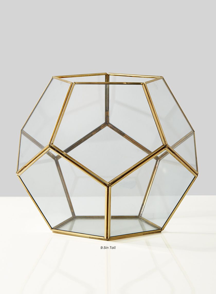 Glass Honeycomb Candleholder Decor Jamali Garden Clear and Gold 9.5in Tall EACH