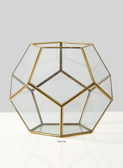 Glass Honeycomb Candleholder Decor Jamali Garden Clear and Gold 9.5in Tall EACH