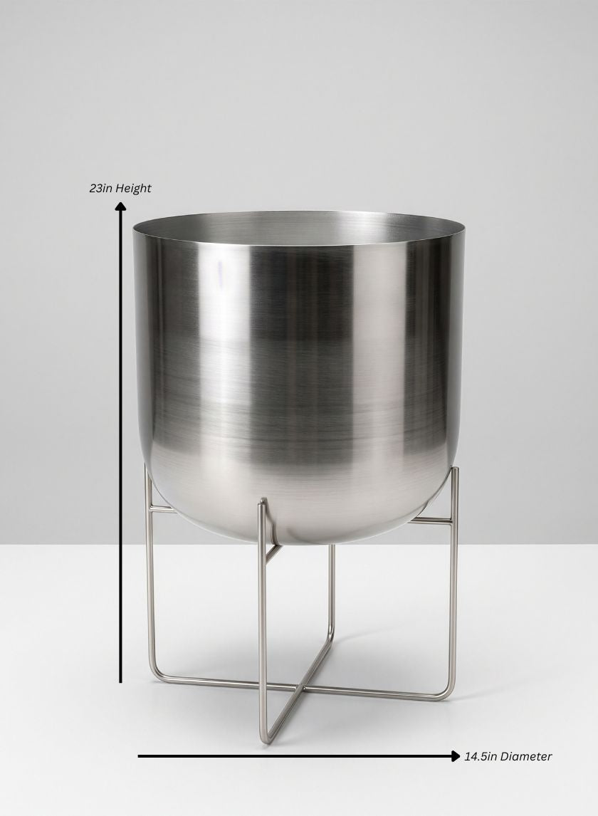 Silver Planter with Stand Decor Jamali Garden Silver 23in Tall EACH