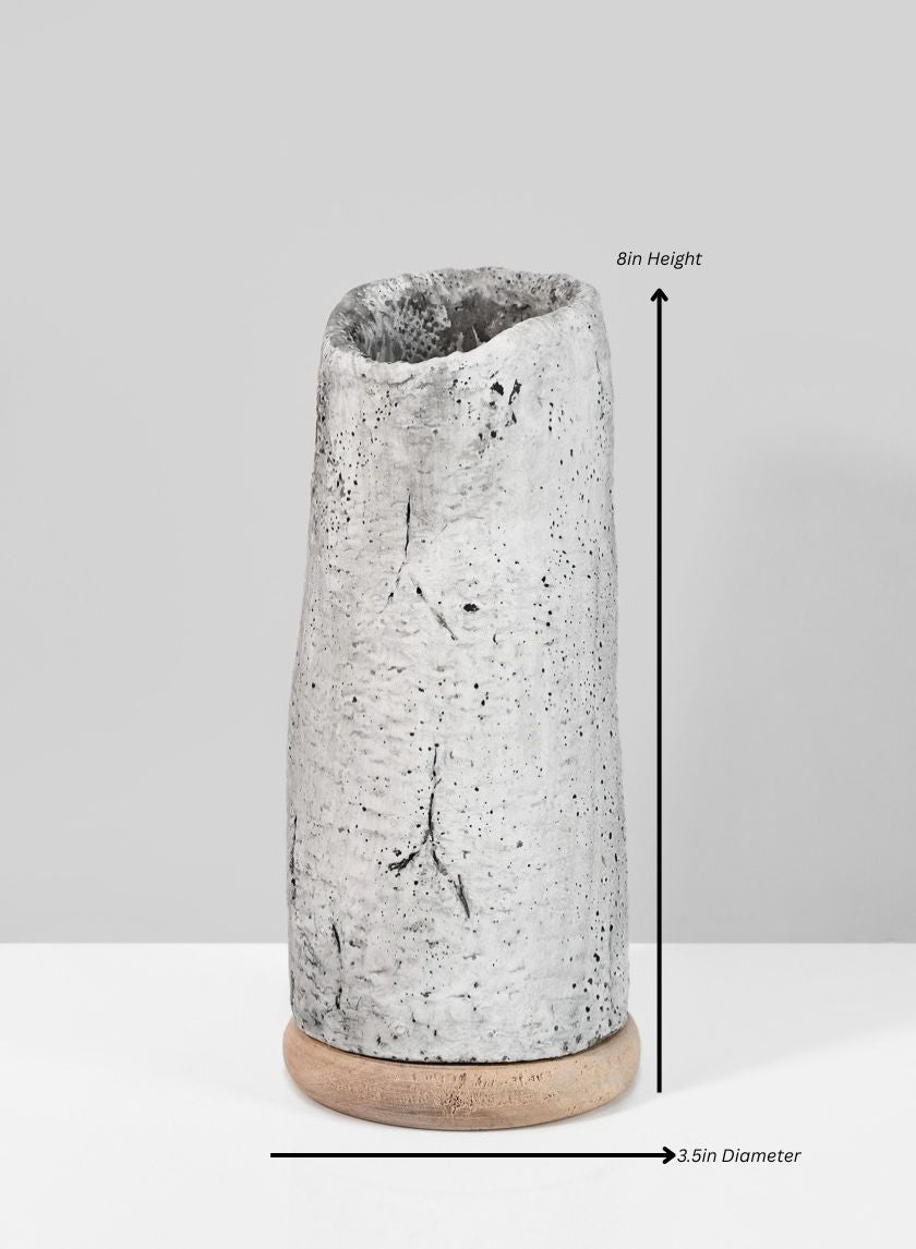 Lava Cement Vase Decor Jamali Garden Grey/Natural 8in Height - 3.5in Diameter EACH