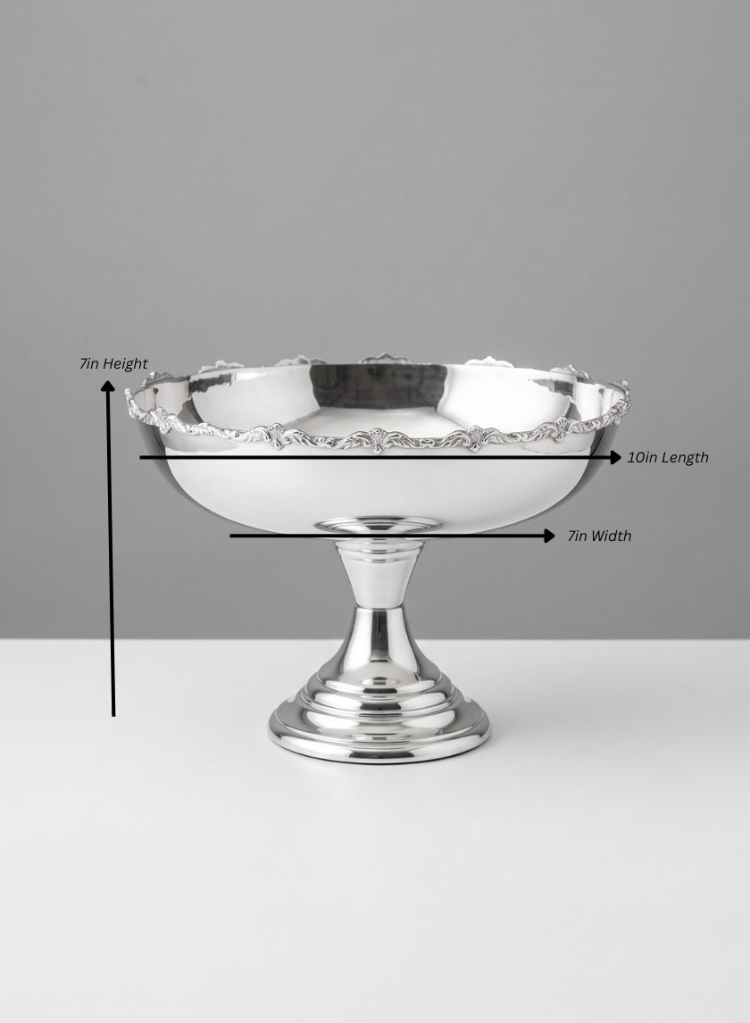 Pierrefort Lace Silver Oval Bowl Decor Jamali Garden Silver 7in Height - 10in Length EACH