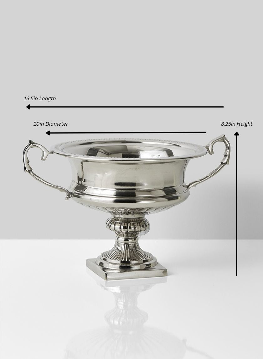 Aluminum Flower Silver Urn Decor Jamali Garden Silver 10in Wide EACH
