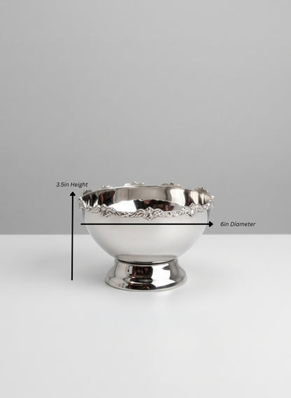 Pierrefort Lace Silver Mini Bowl Decor Jamali Garden Silver 3.5in Height - 6in Diameter EACH