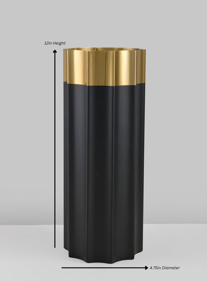 Narita Black and Gold Stainless Steel Vase Decor Jamali Garden Black and Gold 12in Tall EACH