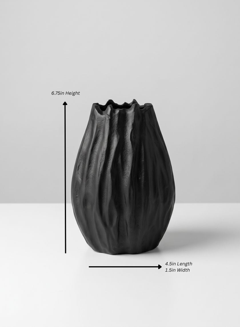 Aluminum Cosmos Black Bark Look Vase Decor Jamali Garden Black 6.75in Tall EACH