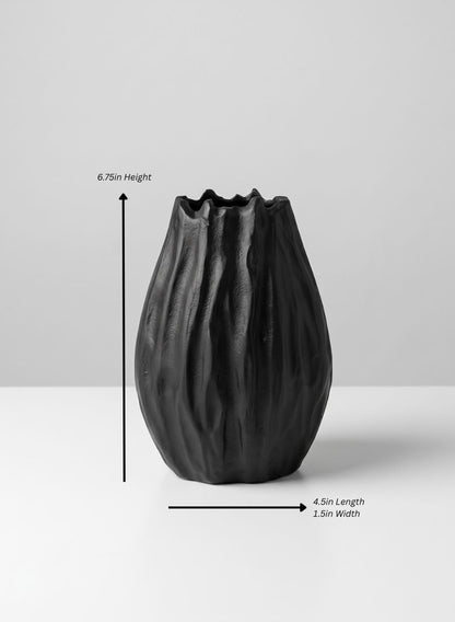 Aluminum Cosmos Black Bark Look Vase Decor Jamali Garden Black 6.75in Tall EACH