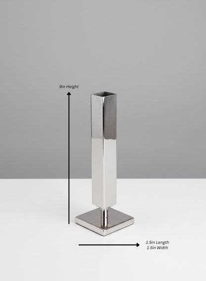 Tuileries Stainless Steel Pedestal Statement Vase Decor Jamali Garden Silver 9in Height - 1.5in Width EACH