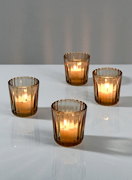 Light Amber Glass Votive Tealight Holders Vintage Fall Wedding