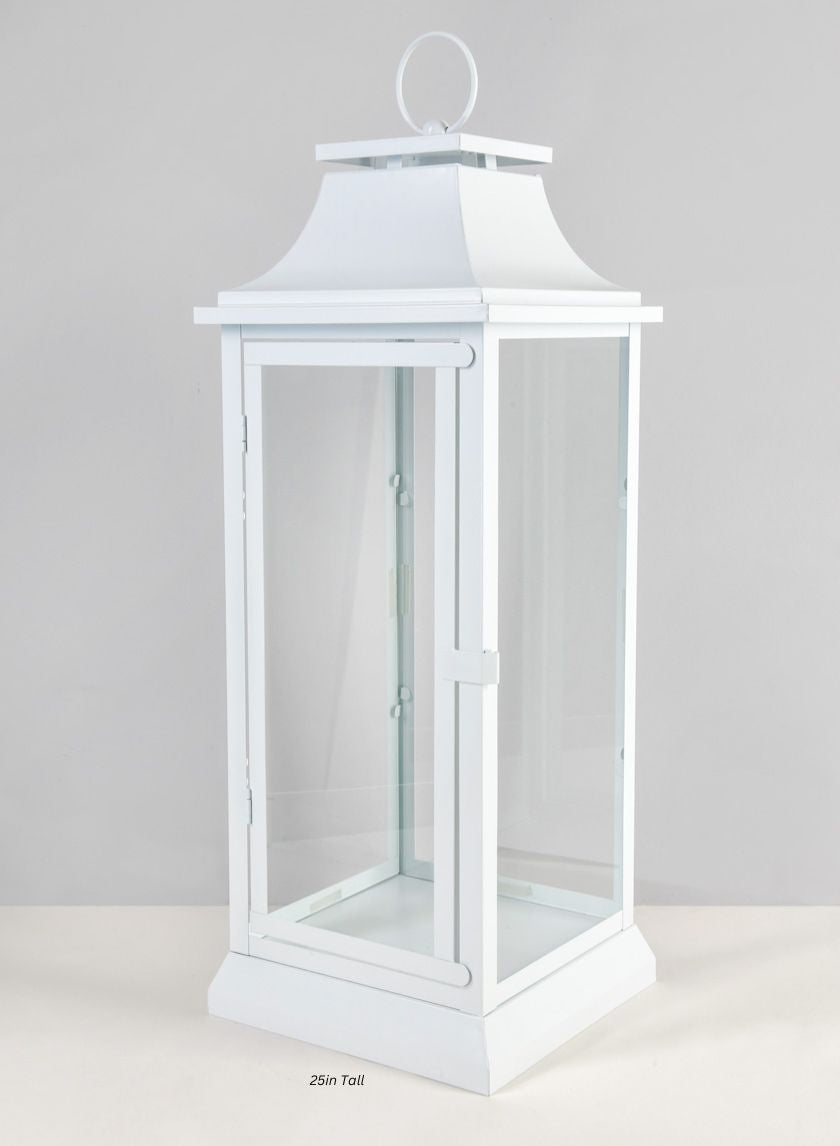 White Hampton Lantern Decor Jamali Garden White 25in Tall EACH