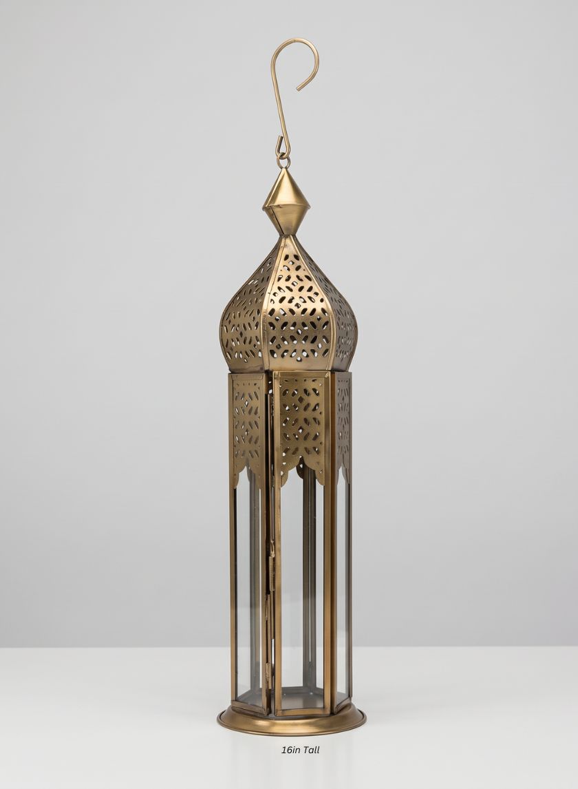 Antique Bronze Mahal &amp; Taj Square Lantern Decor Jamali Garden Antique Bronze 16in Tall EACH