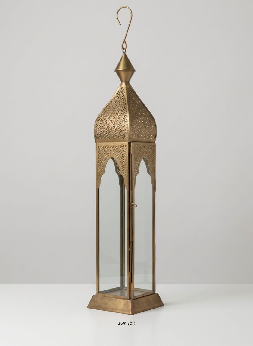 Antique Bronze Mahal &amp; Taj Square Lantern Decor Jamali Garden Antique Bronze 16in Tall EACH