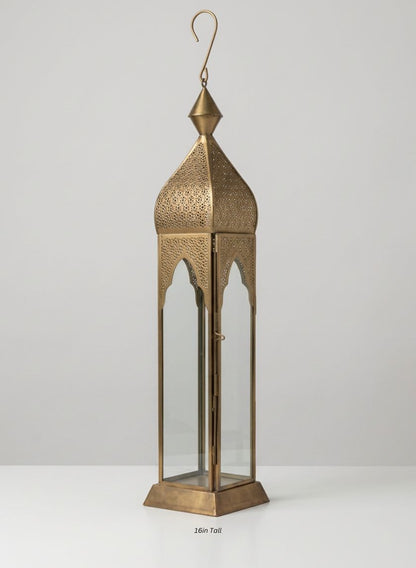 Antique Bronze Mahal &amp; Taj Square Lantern Decor Jamali Garden Antique Bronze 16in Tall EACH