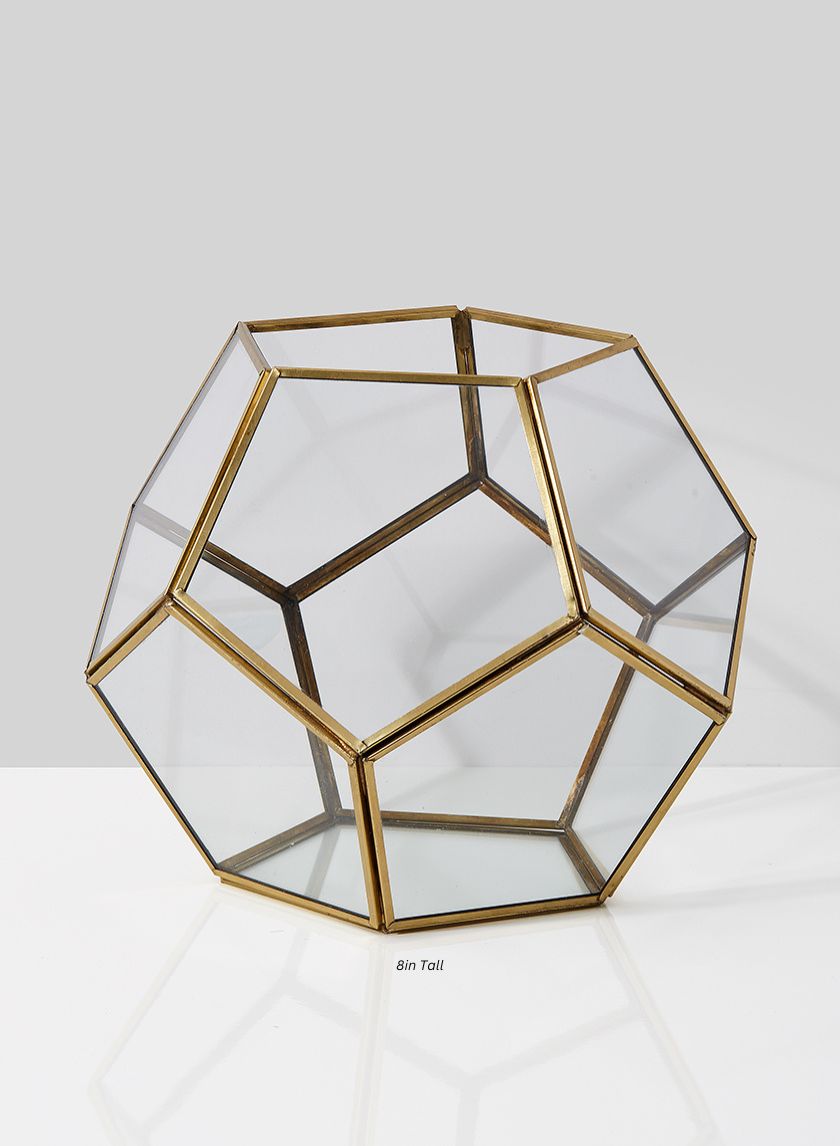Glass Honeycomb Candleholder Decor Jamali Garden Clear and Gold 8in Tall EACH