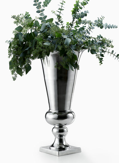 27in Tall Polished Aluminum Urn Decor Jamali Garden