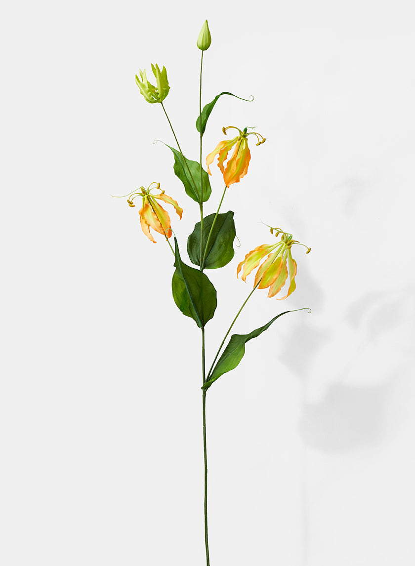 orange lily artificial flower Fake Orange Gloriosa Lily Spray