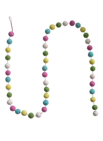 5ft Long Pastel Felt Ball Garland Decor Jamali Garden
