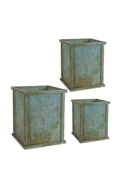 Patina Zinc Square Planters Decor Jamali Garden