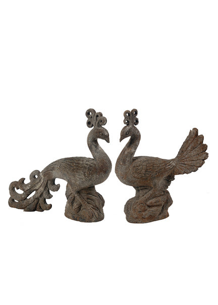 Antiqued Peacock Statue Decor Jamali Garden